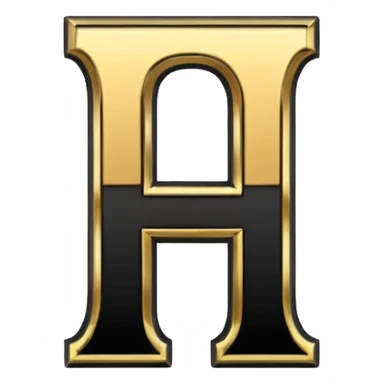 letter H in black and gold sticker
