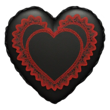 black leather heart with red lace sticker