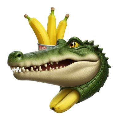 A crocodile with a banana on his head and a vodka in the hand  sticker
