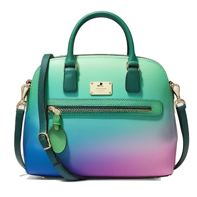 Realistic isolated blue ,green ,pink , and purple metallic ombre kate spade satchel purse.  sticker