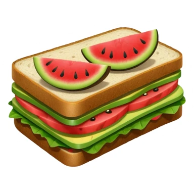 Sandwich with watermelon, wood and avocado sticker