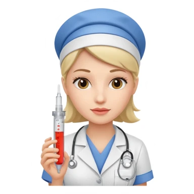 Nurse with syringe sticker