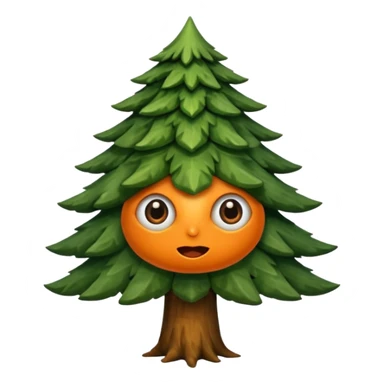 sapin avec deux gros yeux orange, pas de bouche sticker