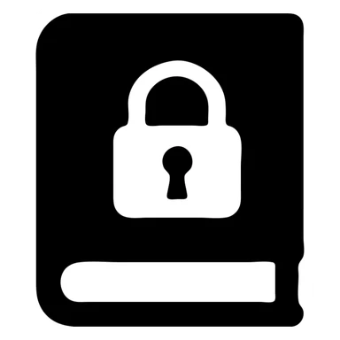 a closed book with a lock, solid icon style sticker
