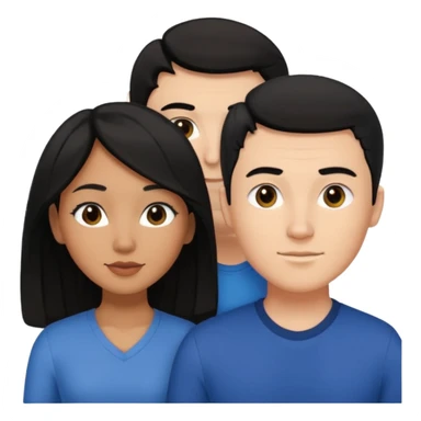Mixed race couple, white male with mixed female (asian & black)
the female is more asian than she is black, she has long hair and very tanned skin, and black eyes
The male is french, he has thick luscious hair sticker