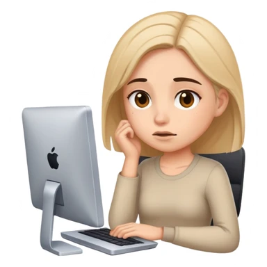 busy tired girl with computer  sticker