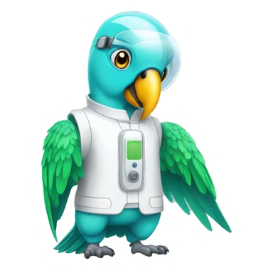 Parrot wearing a Cleanroom suit sticker