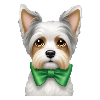 Biewer dog with green bow between ears  sticker