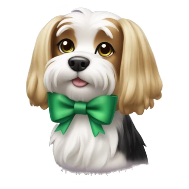 Biewer dog with green bow sticker