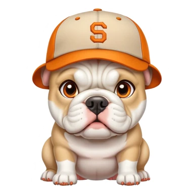 Only white BULLDOG, with orange baseball hat, H sticker