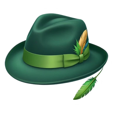 a fedora emoji with a green band and a feather sticker