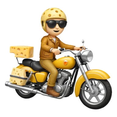 Cheese riding a motorcycle with sunglasses sticker