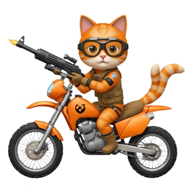 Cat on a dirt bike shooting a gun in the air sticker