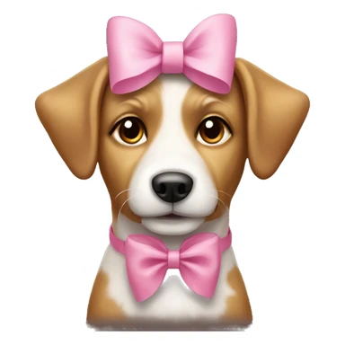 Light brown and white dog with pink bow sticker