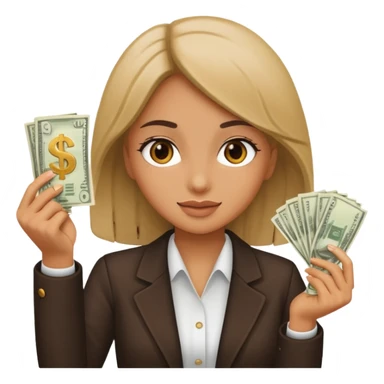 girl holding up money sticker