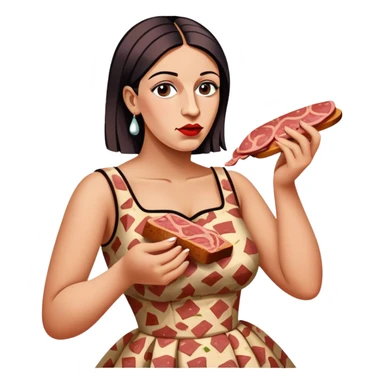 picasso art woman with SPAM MEAT dress eating spam sticker