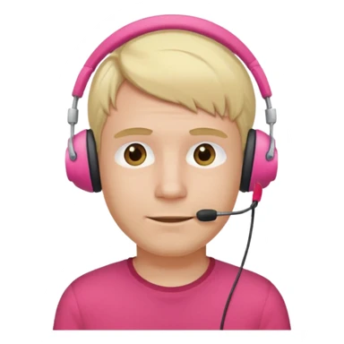guy with blonde hair, red shirt and pink headset sticker