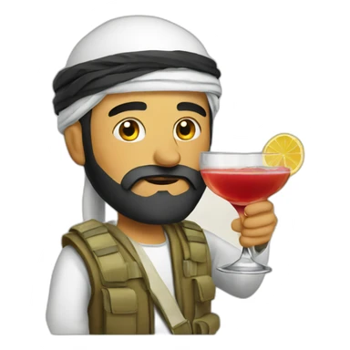 arab militant drinking cocktail sticker