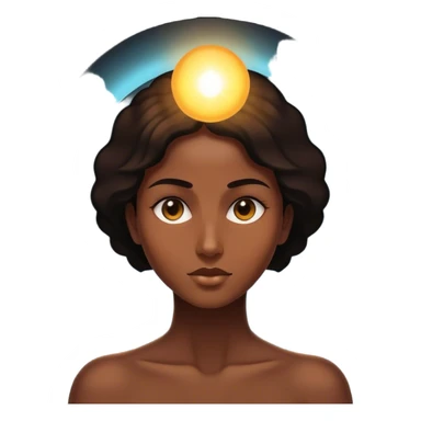 Un espejo con un brillo hipnótico en el centro de un espacio oscuro y una persona en silueta sticker