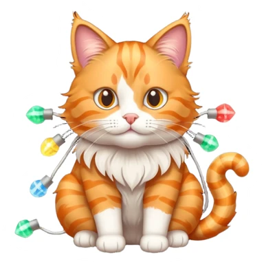 cat tangled up in christmas lights sticker