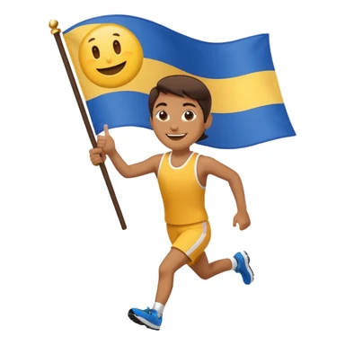 happy runner waving a flag that says 'emojiland’ sticker