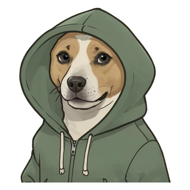 Dog wearing hoodie sticker