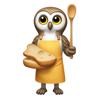 owl in apron baking bread sticker