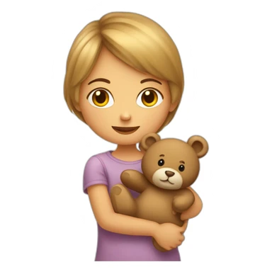 Fille un peu métisse avec un nounours sticker
