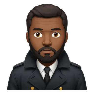 black bearded man in black in black trenchcoat  sticker