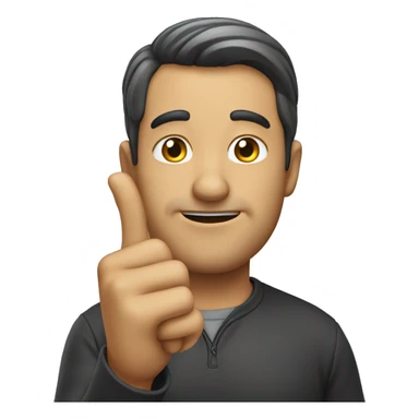 man pointing at his ear sticker