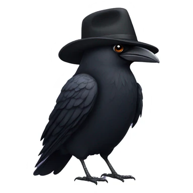 A crow wearing a hat sticker