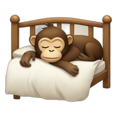 Monkey sleeping in bed sticker