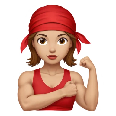 Light skin and brown hair with red bandana Rosie the Riveter shows biceps sticker