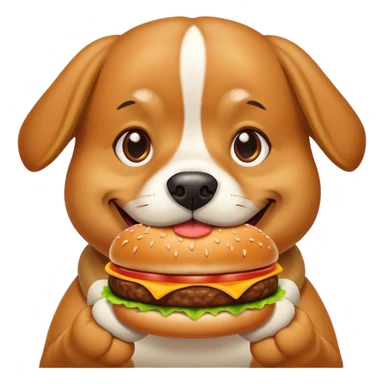 a dog eating a hamburger dog sticker