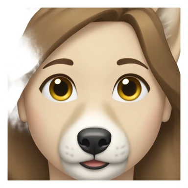 White Woman hair brown and bleus eyes and golden Husky With green eyes sticker