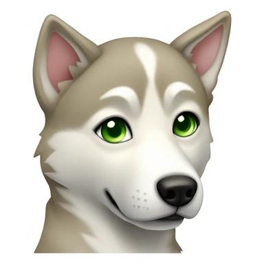 Beige husky with green eyes Rosa collar sticker
