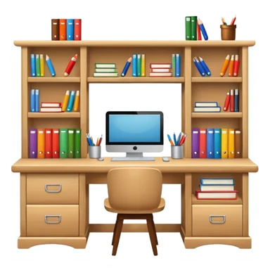 Make a.study table emoji with shelves. sticker