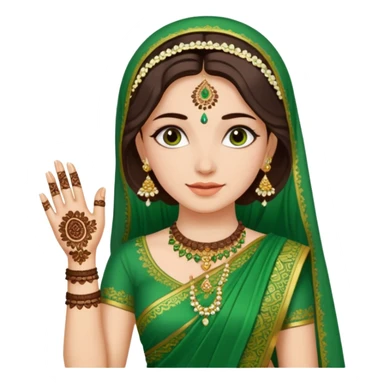 bride in mehendi Ceremony in green saree sticker
