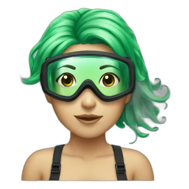 green hair with diving mask girl sticker