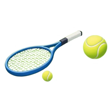 A tennis racket and ball placed on the grass court, with the lines of the court clearly visible in the background. The scene captures the essence of the sport, highlighting the equipment and the vibrant, open atmosphere of a tennis match sticker