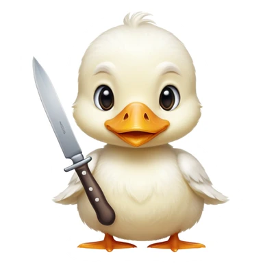 pato blanco y tierno con cuchillo en el pico  sticker