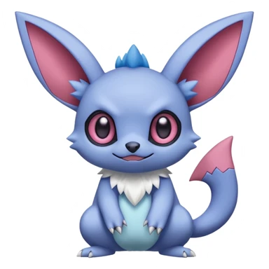 Cute innocent beautiful pastel Stitch-Sableye-Noibat-Minccino-Zangoose-fusion, full body sticker