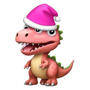 a dinosaur wearing a pink christmas hat  sticker