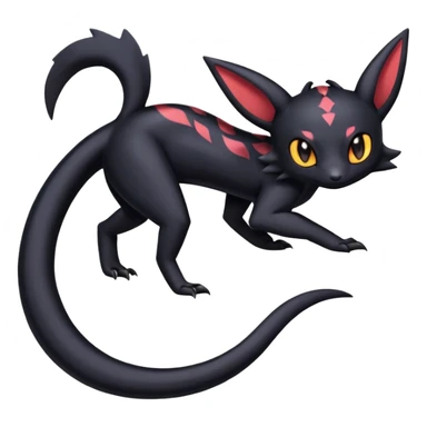 full body Salandit Umbreon Noibat Litten hybrid, standard emoji style, cute pose sticker