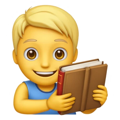 A emoji with a book in its hands like these but combined 😁📖 no pink thing on its face  sticker