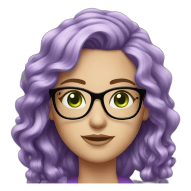 white-girl-purple-wavy-hair-green-eyes-square-glasses sticker