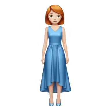 woman lshort ginger hair blue shiney long dress full body sticker