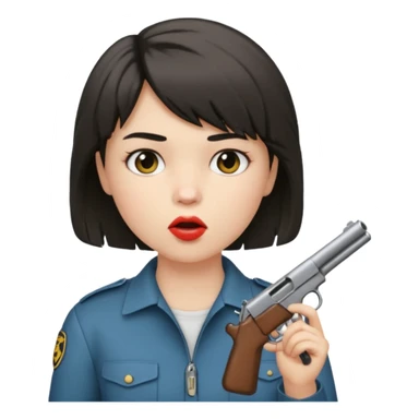 short hair girl with mullet putting gun in her mouth sticker