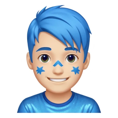 glitter blue gamer boy happy blue hair sticker