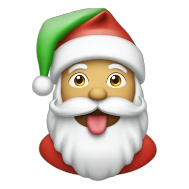 Santa with hand in front of mouth and green Christmas hat sticker